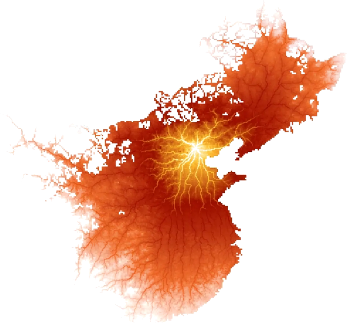 Isochrone map of China