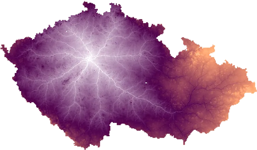 Isochrone map of Czechia