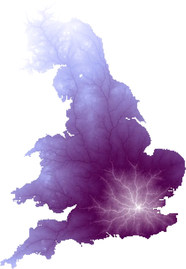 Isochrone map of UK